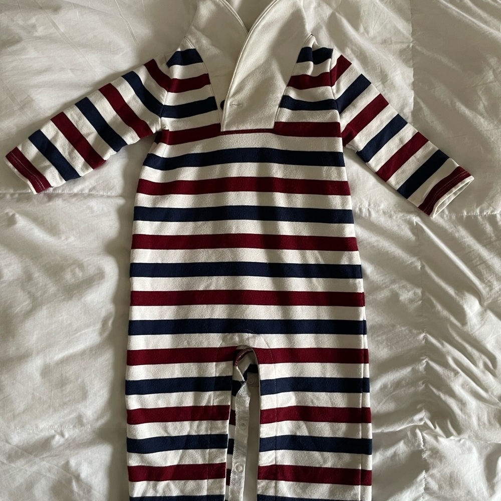 Janie and Jack Red, Blue, and White Striped Footie